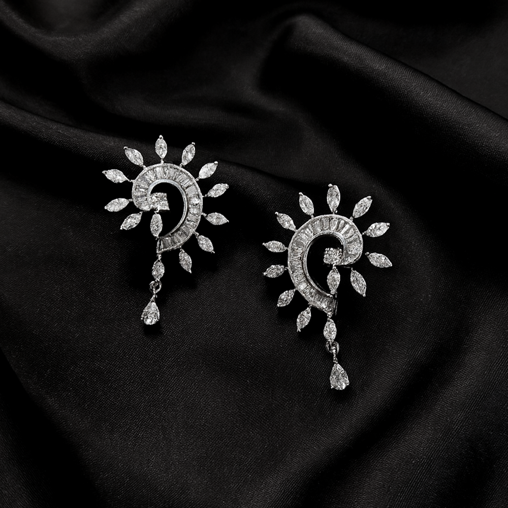 Sunburst Zircon Statement Earrings for Women