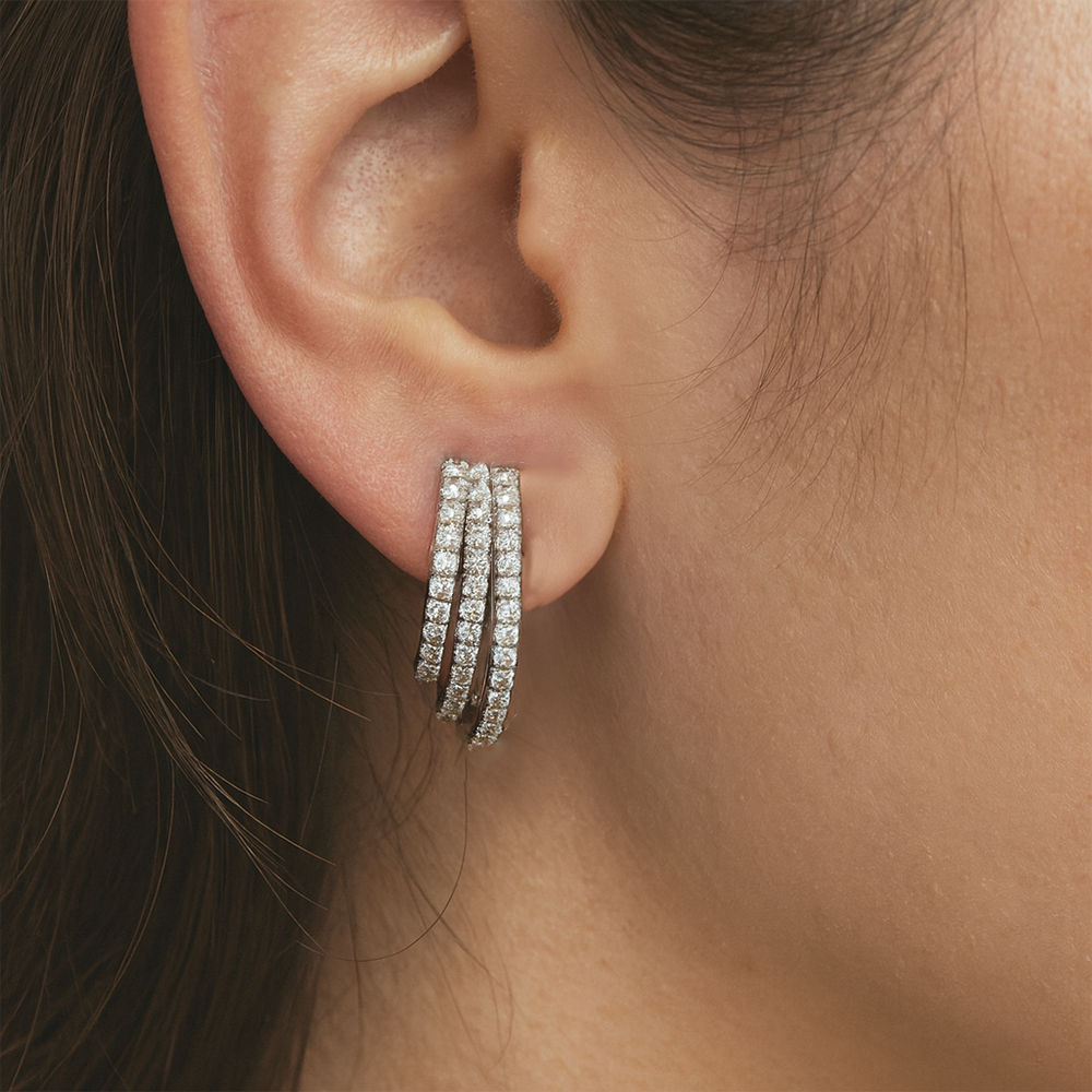 Lumea Triple Spark Diamond Huggie Hoops