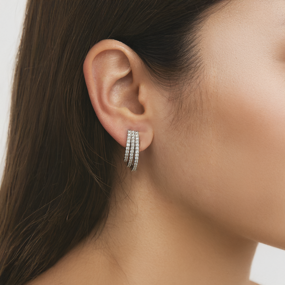 Lumea Triple Spark Diamond Huggie Hoops