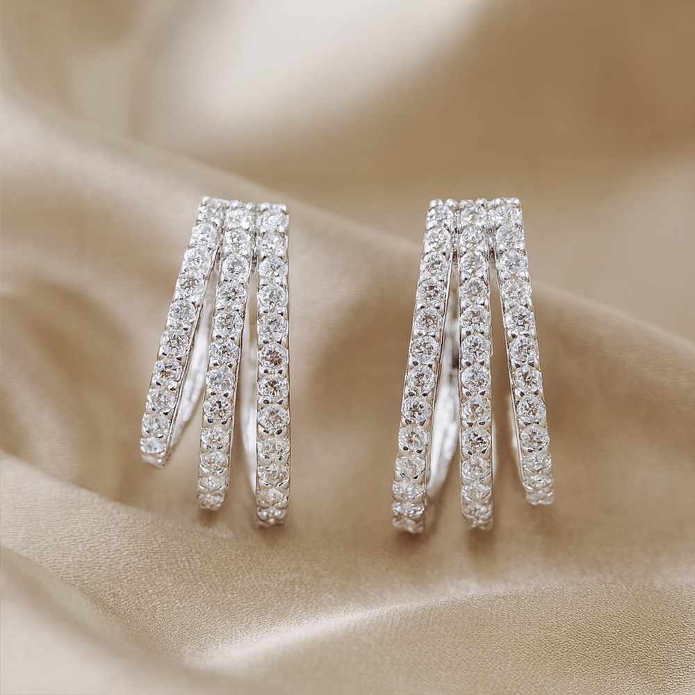 Lumea Triple Spark Diamond Huggie Hoops