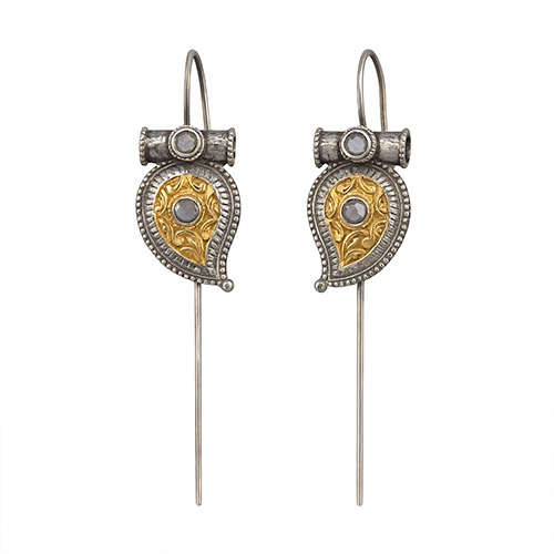 Paisley Antique Silver-Gold Indian Earrings