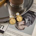 Athena Pearl Coin Earrings