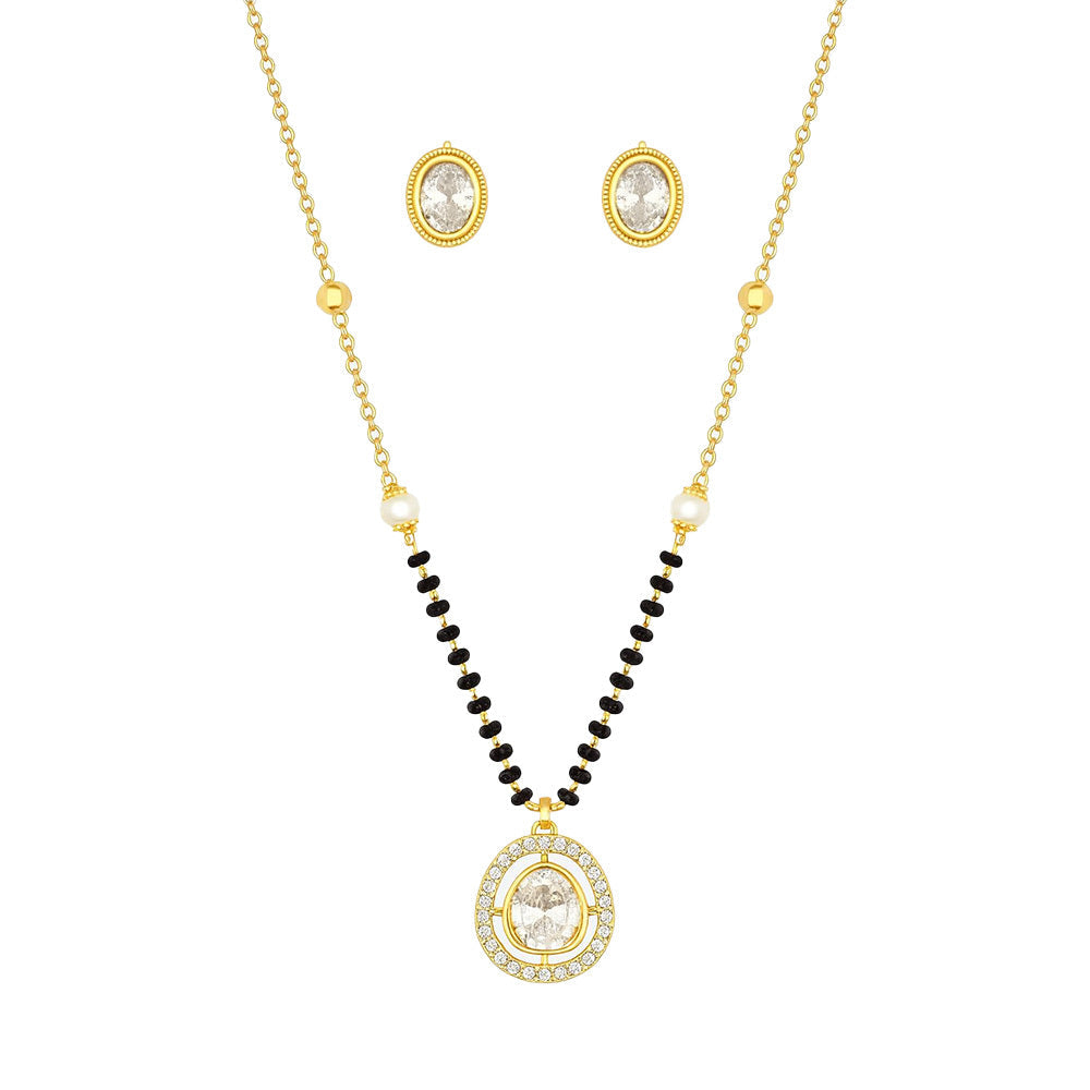 Aarvi Gold Plated Mangalsutra Set with Earring