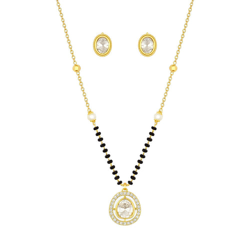 Aarvi Gold Plated Mangalsutra Set with Earring