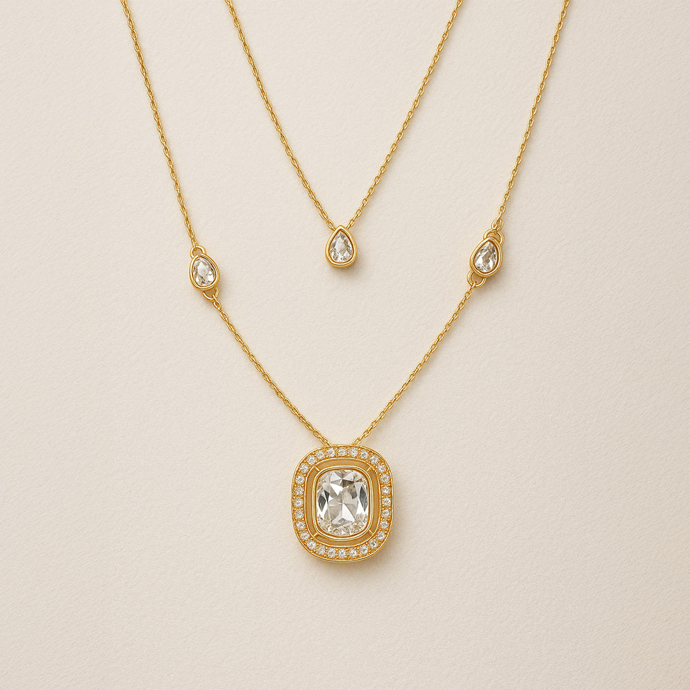 Elowen Stylish Gold Layered Pendant Necklace
