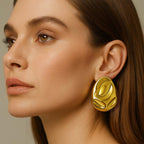 Molten Oval Gold-Plated Statement Studs Earrings - Amalfa