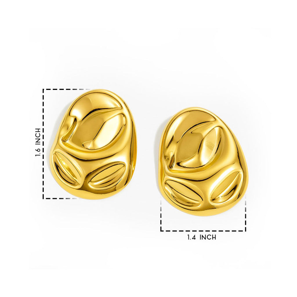 Molten Oval Gold-Plated Statement Studs Earrings - Amalfa
