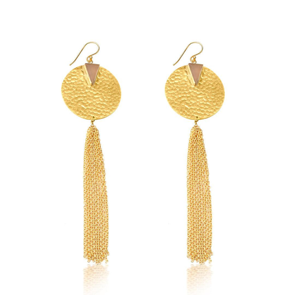 Ness Luxe Gold Tassel Dangle Earrings