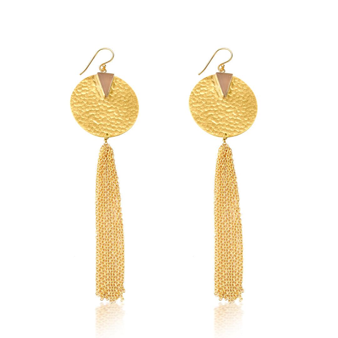 Ness Luxe Gold Tassel Dangle Earrings
