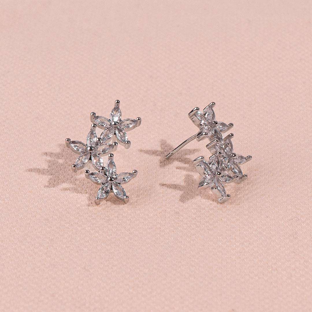 Star-shaped silver earrings 