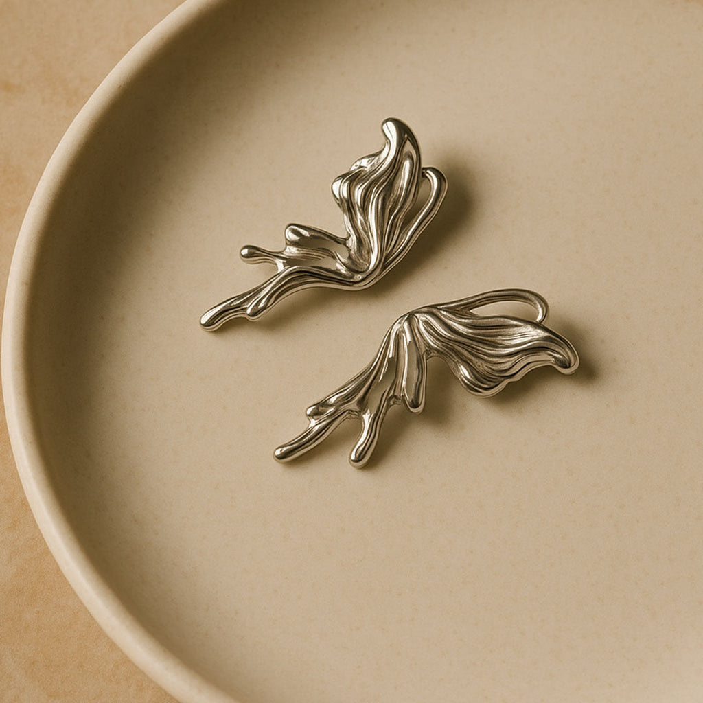 Silver Flow Winged Statement Earrings - Amalfa
