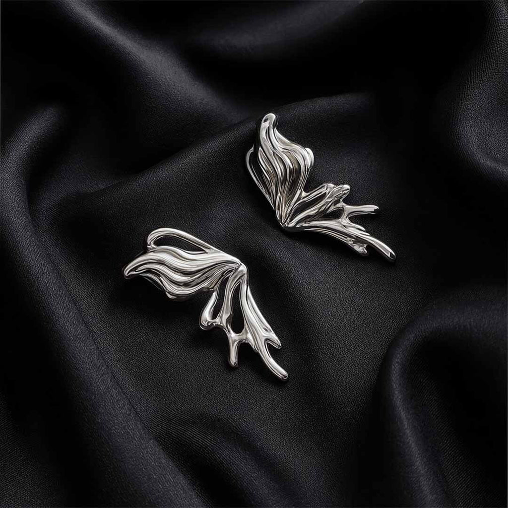 Silver Flow Winged Statement Earrings - Amalfa