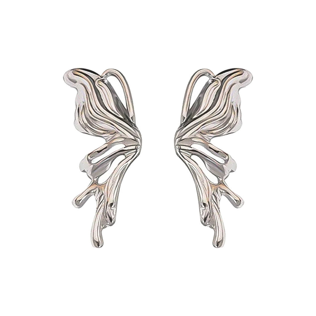 Silver Flow Winged Statement Earrings - Amalfa