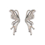 Silver Flow Winged Statement Earrings - Amalfa