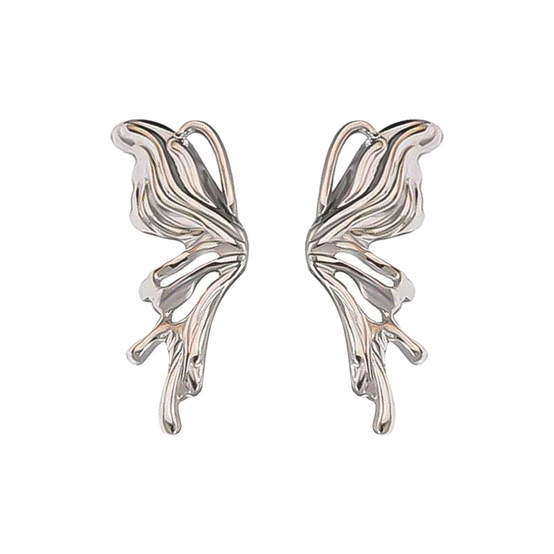 Silver Flow Winged Statement Earrings - Amalfa