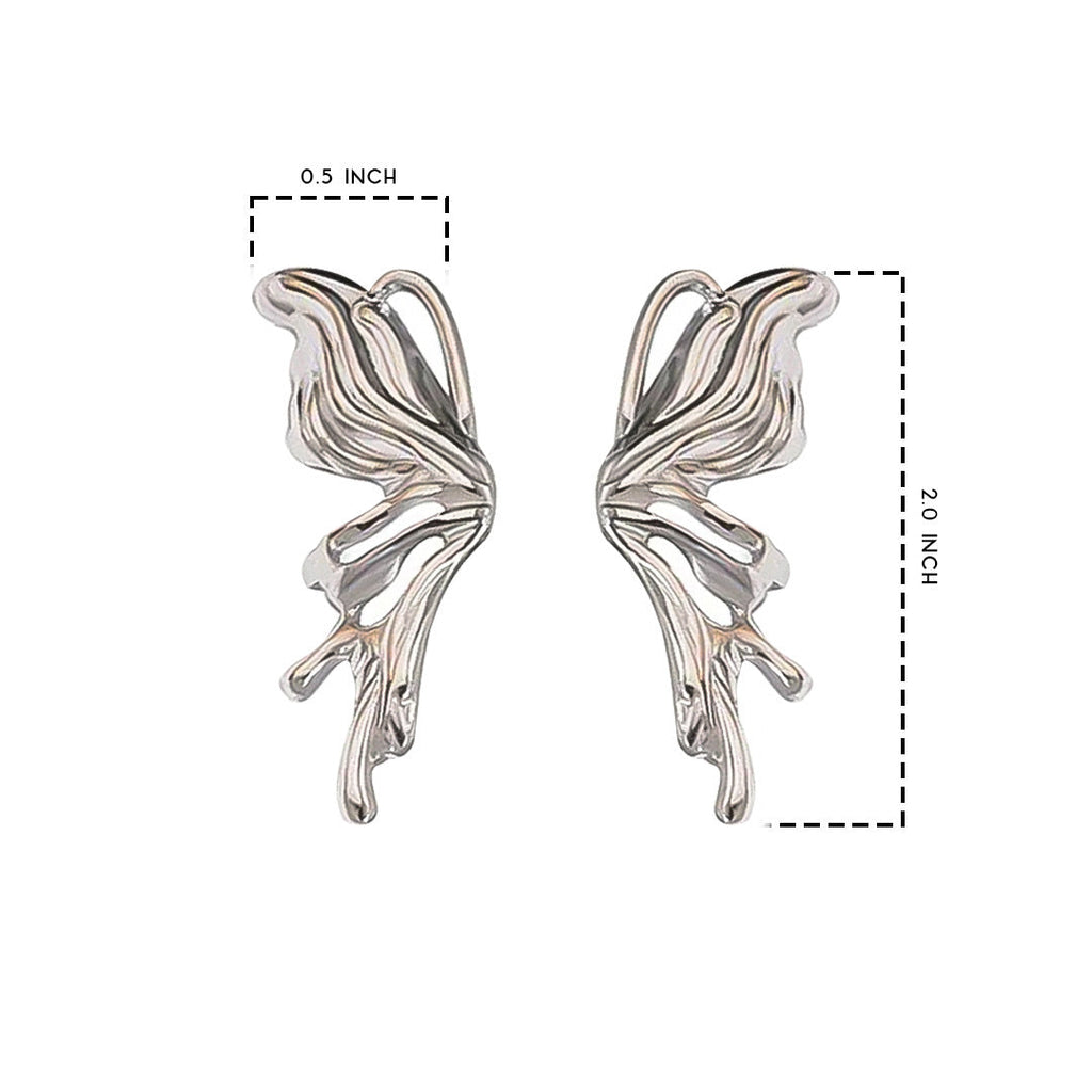 Silver Flow Winged Statement Earrings - Amalfa