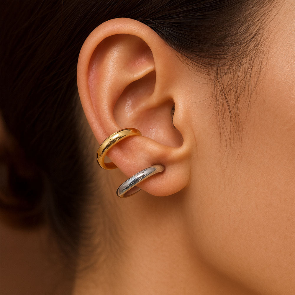 Kaia Dual-Tone Twist Hoop Earrings for Women